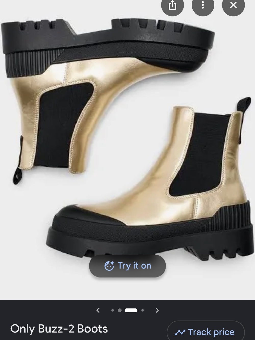 Only Gold Chelsea Lug Sole Ankle Boots with Black Trim